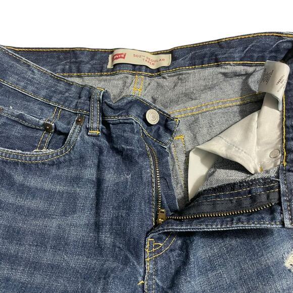 Levis 502 Jeans Youth Size 16 Big Boys Regular Fit Tapered Blue Denim Distressed - Picture 3 of 13